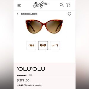 Maui Jims Olu Olu Polarized Sunglasses, tortoise shell cat-eye frames. NWOT